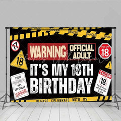 Lofaris Funny 18th Birthday Backdrop Caution Tape Warning Sign Construction Photography Background 18 Years Old Party Decoration