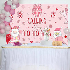 Lofaris Funny Pink Christmas Backdrop Cute Santa Claus Party Photography Background