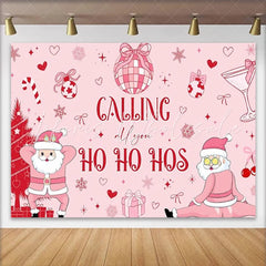 Lofaris Funny Pink Christmas Backdrop Cute Santa Claus Party Photography Background