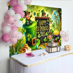 Lofaris Giant Leprechaun Hat Backdrop St Patricks Day Pot of Gold and Shamrocks Banner