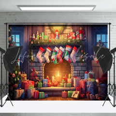 Lofaris Gift Trees Hanging Sock Fireplace Christmas Backdrop