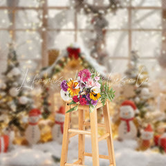 Lofaris Gingerbread House Snowman Led Light Xmas Backdrop