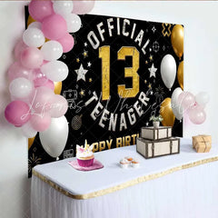 Lofaris Gold and White Gaming 13th Birthday Backdrop Official Teenager 13 Milestone Party Decoration