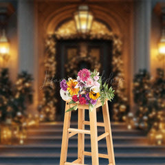 Lofaris Gold Bauble Light Wreath Villa Christmas Backdrop