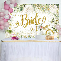 Lofaris Gold Glitter Bride to Be Backdrop White Floral and Eucalyptus Background for Wedding Bridal Shower