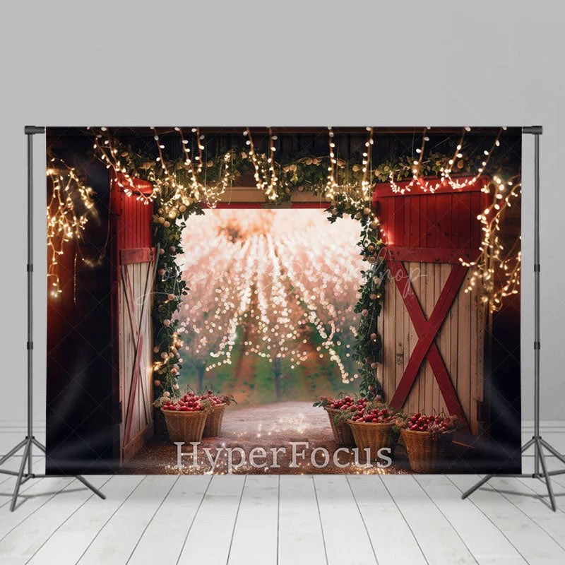 Lofaris Gold Light Sparkle Open Barn Door Christmas Backdrop