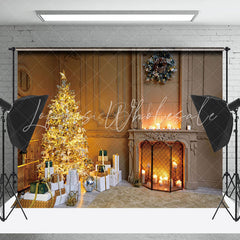 Lofaris Gold Light Tree Candle Fireplace Christmas Backdrop