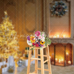Lofaris Gold Light Tree Candle Fireplace Christmas Backdrop