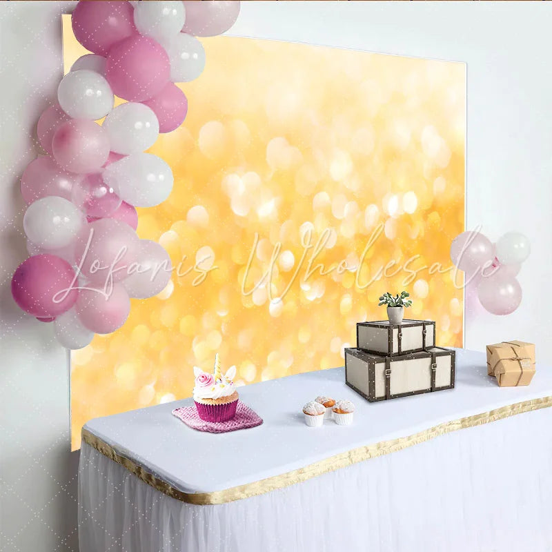 Lofaris Golden Bokeh Light Backdrop Yellow Sparkle Circles Festive Photography Background
