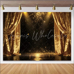 Lofaris Golden Glitter Photography Backdrop with Velvet Curtains Luxurious Studio Background for Elegant Events and Portraits