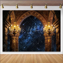 Lofaris Gothic Arch Starry Night Photography Backdrop with Chandeliers Celestial Castle Background for Professional Studio Portraits