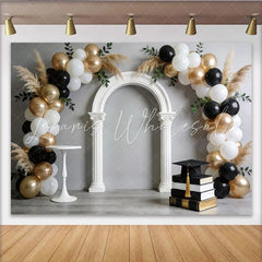 Lofaris Graduation Party Backdrop with Elegant Arch and Gold Balloons Professional Studio Background for Memorable Photoshoot