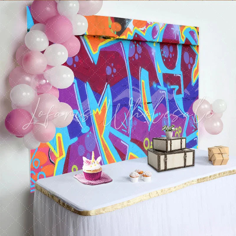 Lofaris Graffiti Wall Backdrop Colorful Street Art Hip Hop Photography Background