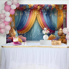 Lofaris Grand Floral Stage Backdrop Ornate Pillars and Lanterns Royal Wedding Party Banner