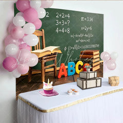 Lofaris Green Chalkboard Classroom Photography Backdrop Back to School Learning Studio Background with ABC Letters and Books