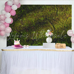 Lofaris Green Moss Textured Photography Backdrop for Nature Photoshoot Earthy Natural Wall Background for Studio Portrait and Product Pics
