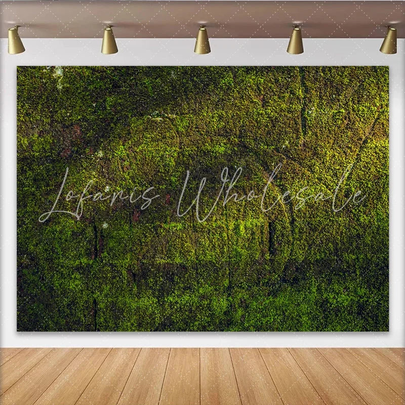Lofaris Green Moss Textured Photography Backdrop for Nature Photoshoot Earthy Natural Wall Background for Studio Portrait and Product Pics