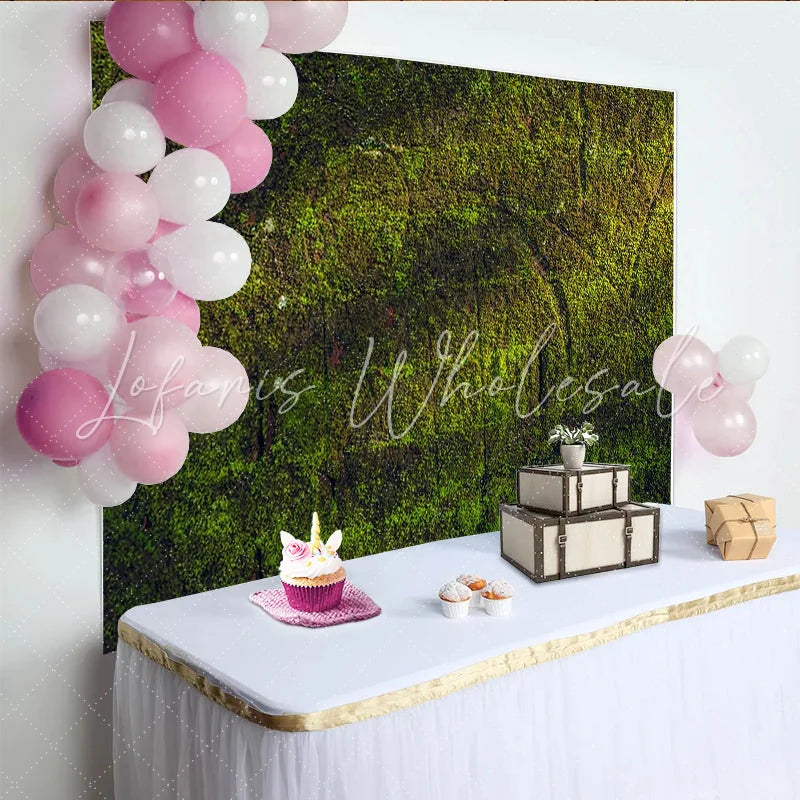 Lofaris Green Moss Textured Photography Backdrop for Nature Photoshoot Earthy Natural Wall Background for Studio Portrait and Product Pics