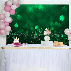Lofaris Green Shamrock Bokeh St Patricks Day Backdrop Lucky Clover Glitter Photography Background