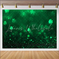 Lofaris Green Shamrock Bokeh St Patricks Day Backdrop Lucky Clover Glitter Photography Background