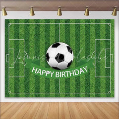Lofaris Green Soccer Field Happy Birthday Backdrop Sports Theme Boys Birthday Party Photography Background