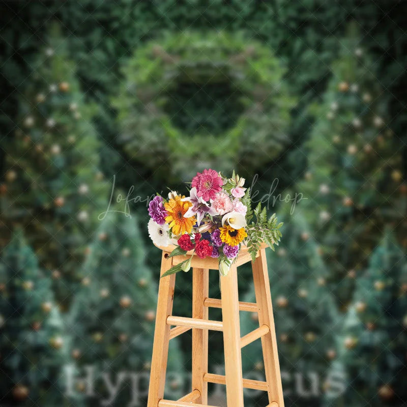 Lofaris Greenery Wreath Xmas Trees Christmas Vibe Backdrop