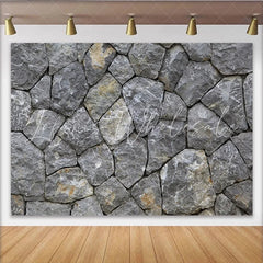 Lofaris Grey Irregular Stone Wall Photography Backdrop Rustic Textured Background for Studio Portrait