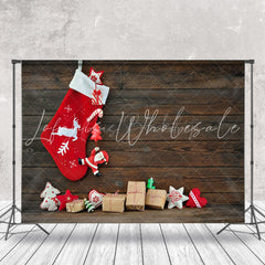 Lofaris Hanging Christmas Stockings Gifts Wooden Backdrop