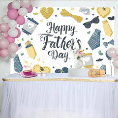 Lofaris Happy Fathers Day Backdrop with Ties and Sunglasses Doodle Style Photo Background for Celebration Party