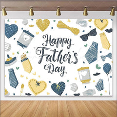 Lofaris Happy Fathers Day Backdrop with Ties and Sunglasses Doodle Style Photo Background for Celebration Party