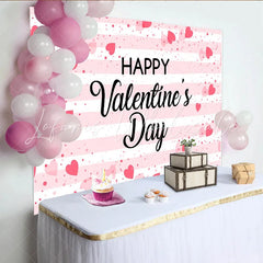 Lofaris Happy Valentines Day Backdrop Pink Stripes and Floating Hearts Romantic Anniversary Party Banner