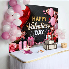Lofaris Happy Valentine’s Day Red and Pink Hearts Roses Gifts Party Backdrop Romantic Celebration Decor