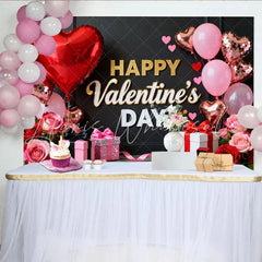 Lofaris Happy Valentine’s Day Red and Pink Hearts Roses Gifts Party Backdrop Romantic Celebration Decor
