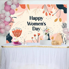 Lofaris Happy Womens Day Abstract Botanical Backdrop Modern Earth Tone Party Decor Artistic Floral Celebration Background