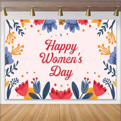 Lofaris Happy Womens Day Backdrop Colorful Floral Border Frame International Womens Day Celebration