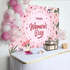 Lofaris Happy Womens Day Delicate Wildflower Backdrop Soft Pink Spring Party Decor Floral Celebration Background