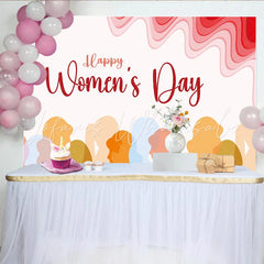 Lofaris Happy Womens Day Diverse Silhouettes Backdrop Modern Abstract Party Decor Celebrate Women Celebration Background