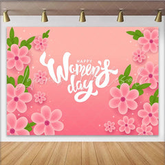 Lofaris Happy Womens Day Pink Cherry Blossom Backdrop Spring Floral Party Decor Elegant Celebration Background