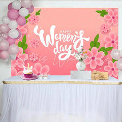 Lofaris Happy Womens Day Pink Cherry Blossom Backdrop Spring Floral Party Decor Elegant Celebration Background