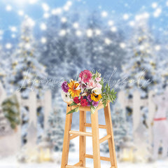 Lofaris Heavy Snowy Garden Fence Snowman Christmas Backdrop