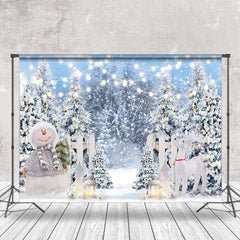 Lofaris Heavy Snowy Garden Fence Snowman Christmas Backdrop