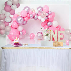 Lofaris Hot Pink Balloon Garland First Birthday Cake Smash Backdrop ONE Wooden Sign Girl Party Background Studio