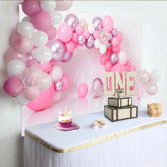Lofaris Hot Pink Balloon Garland First Birthday Cake Smash Backdrop ONE Wooden Sign Girl Party Background Studio