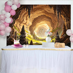 Lofaris Illuminated Cave Photography Backdrop with Stalactites Natural Scenery Background for Studio Photoshoot