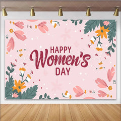 Lofaris International Women Day Hand Drawn Floral Backdrop Pink Botanical Party Decor