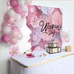 Lofaris International Womens Day Backdrop Pink Floral Woman Profile Silhouette Spring Flower Party Banner