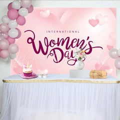Lofaris International Womens Day Pink Hearts Backdrop Romantic 3D Style Party Decor Soft Love Celebration Background