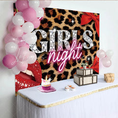Lofaris Leopard Print Girls Night Birthday Backdrop with Diamond Letters Glamorous Party Background for Photoshoot and Celebration Decor