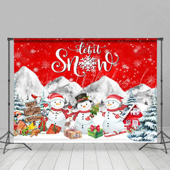 Lofaris Let It Snow Snowman Mountain Merry Christmas Backdrop