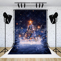 Lofaris Light Bokeh Snowy Forest Christmas Tree Backdrop